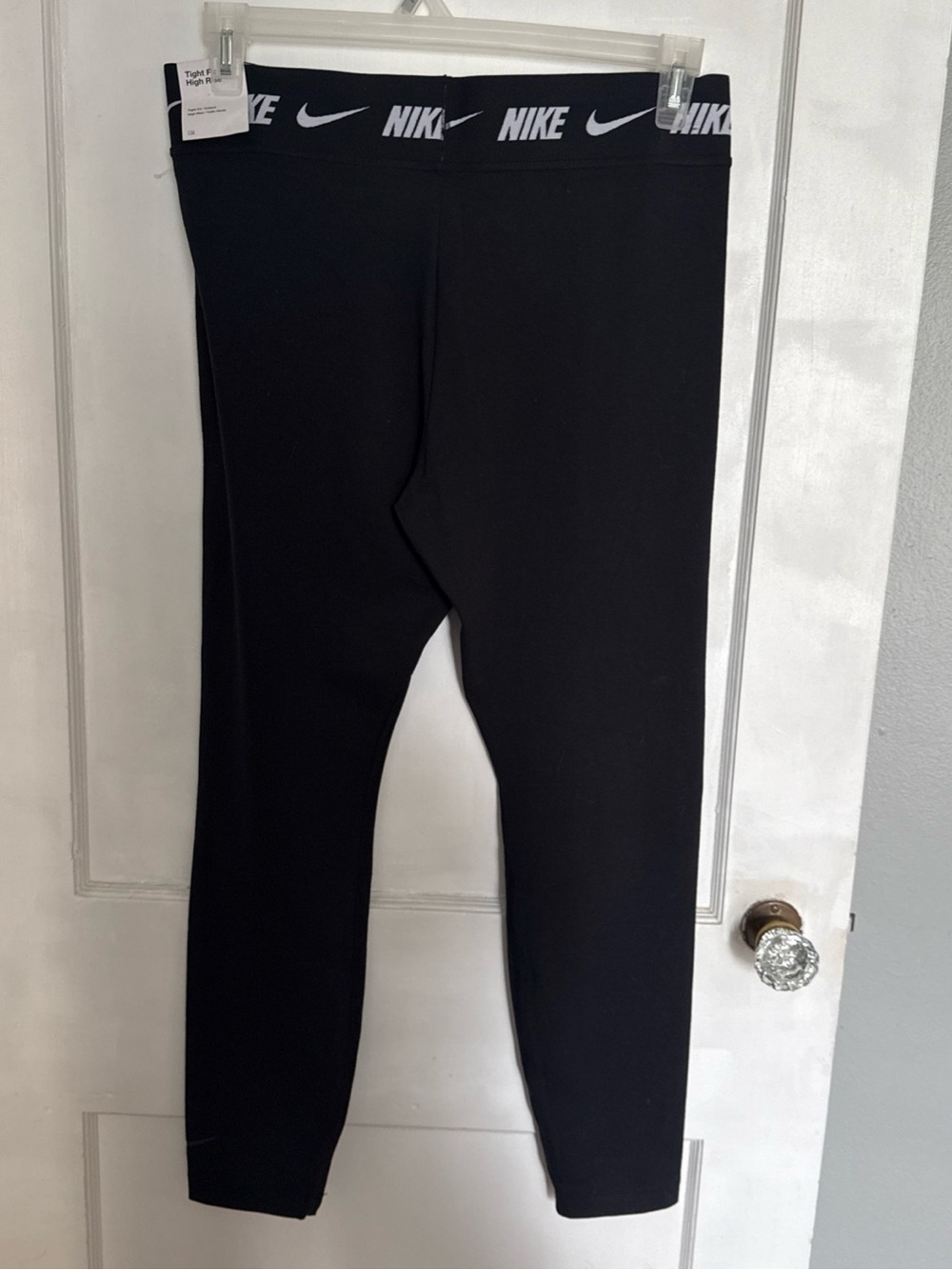 Nike Black Tights with White Swoosh Waistband - Picture 2 of 4